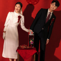 Light wedding women 2021 new bride French simple travel patron Super fairy retro small man long dress