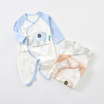 Baby Shang baby jumpsuit summer thin long sleeve cotton newborn clothes summer 0-3-6 month treasure ha clothes