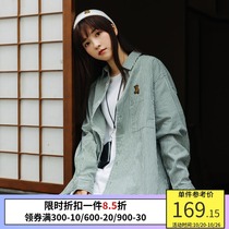 PSO Brand Japanese plaid shirt men long sleeve loose Joker check shirt bear embroidery tide coat