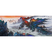 (Famous hand-painted giant landscape painting) Jiang Zhongwen Xiajiang Yunling banner living room scenery hanging painting Chinese painting