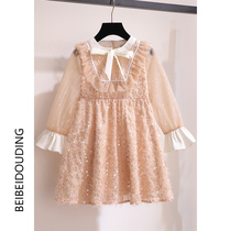 Girl dress spring and autumn 2021 new childrens foreign style princess dress Net red tide childrens clothing baby Autumn dress