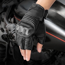 Motorcycle riding half finger gloves Racing motorcycle rider equipment Fall-proof cowhide breathable summer men and women