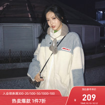 SENCE LA lamb cardigan sweater jacket tide couple Lamb hair jacket song Yaxuan Huang Minghao with the same model