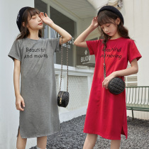 Kiss Girl Dress Girl Dress T-shirt Dress T-shirt Dress Summer Boy Dress 2020 New Pure Cotton Casual Knit Long Style Pencil Skirt Summer
