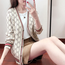 2021 autumn new size womens fat mm foreign age age age knitted cardigan loose slim sweater coat fashion