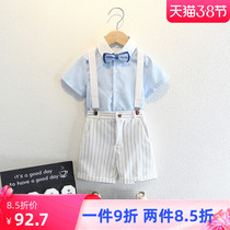 Boy suit suit Childrens suit Short sleeves Summer Playboy dress Inlenwind Wind Children is holding the show