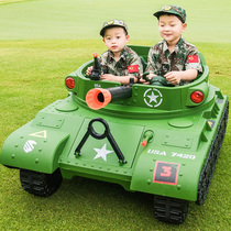 Double tank childrens electric car Two-seat four-wheeled adult car Baby male and female children parent-child toy car