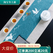 New Chinese Hemp hand-painted tea mat Japanese Zen table flag waterproof Chinese style painting cotton linen tea table cloth