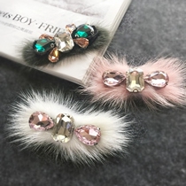 Autumn and winter New rabbit hair ornaments nail bead rhinestone accessories DIY hairclip accessories coat sweater decoration