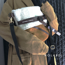 NOLABEL retro design sense lamb suede one fashionable stitching oval webbing diagonal bag female male