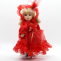 Isolated factory samples sample antique ceramic doll red gift clothing doll collection with bracket