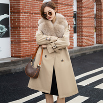  Parker service womens 2021 winter new mid-length detachable fox fur collar suit collar Haining fur coat coat