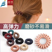 Korean cute little telephone line Hairband female fine tie hair no trace small head rope plastic spiral hair ornaments rubber band