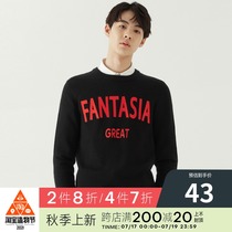 GXG mens mall with the same letter embroidery black low neck sweater sweater men#GA120742E
