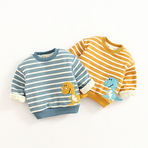 Baby cartoon plus velvet sweater 0-1-2-3 years old boy foreign style coat baby Autumn Winter Dress childrens clothes T-shirt