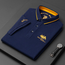 Male Pure Cotton Short Sleeve T-shirt 2022 Summer Mens Business Casual Embroidery Flipped fashion thin Tidal Polo Shirt