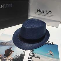 Boys wear grass-woven pastoral style mens topper British fashion summer Spring Summer Neutral European and American jazz hat