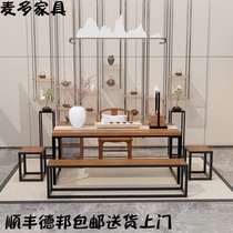 Kongfu tea table and chairs combined iron art solid wood modern simplicity New Chinese tea table Zen Serve home tea tea small tea table table