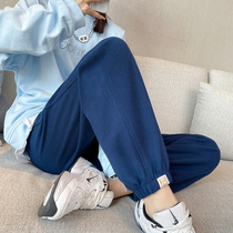 Beam Footed Tracksuit Pants Woman Loose slim High waist wide leg Spring and autumn Leisure speed Dry small pull-out rope Harun Wei pants