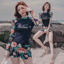 Long-sleeved sports swimsuit womens split flat angle conservative professional swimsuit womens Korean ins wind thin sexy swimsuit