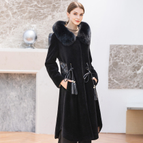 zqqz cashmere coat women 2018 new fox fur collar long fur coat 9016