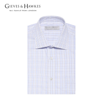  BRITISH GENTRY LUXURY GIEVESHAWKES JUNHUANG SHI MENS COTTON PLAID DRESS SHORT-SLEEVED SHIRT G3744EI211