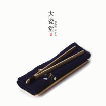 Big porcelain hall Japanese cotton linen tea towel thickened pot heat insulation absorbent rag kung fu tea set tea mat tea clip bamboo tray