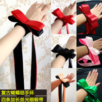 Modern dance set hand streamer Wild national standard dance performance competition accessories Bow ribbon Wrist streamer floating sleeve