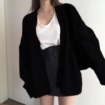 Black loose sweater women 2020 new short V-neck shirt slim slim knit cardigan coat