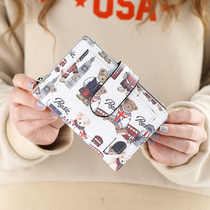 Where the element wallet female short niche designer ins female bear cartoon cute buckle student fresh wallet
