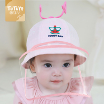 Baby anti-droplets protective cap Spring and autumn thin section male and female baby hat cover face mask anti-spit child fisherman hat