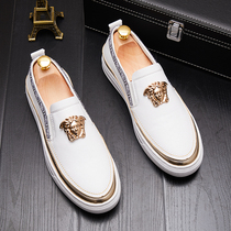  Hong Kong trendy brand mens youth loafers leather British casual board shoes fashion all-match Korean version of trendy mens shoes trend