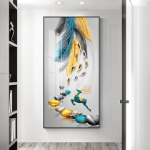 Modern abstract porch decorative painting atmospheric light luxury nine fish picture vertical painting corridor aisle time running mural