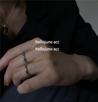 hellojune 925 silver niche Daily match silver ring men and women irregular curve wavy line Ring Ring