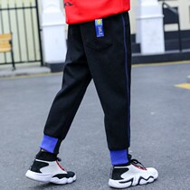 Boys and children plus velvet casual 7 long pants Western style 2021 new 8 baby spring and autumn trendy mens and childrens sports pants