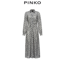 PINKO2022 spring and summer new womens fashion print dating shirt-style long-sleeved dress 1G178WY7SE