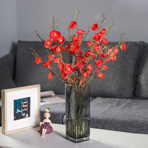 Simulation of plum blossom plum peach blossom bonsai living room fake flower home decoration bouquet study decoration single flower art