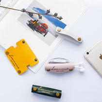 Apple data cable headset storage leather buckle data cable tie-up mobile phone computer wire organizer headset Winder
