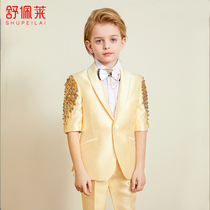 flower dress boys suit suit children's small piano performance half sleeve shorts boys host handsome