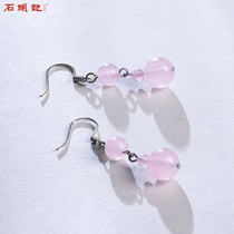 Stone notes past feelings hibiscus stone powder Crystal Dongling jade earrings holiday gifts to girlfriend pop accessories