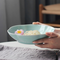 Celadon creative ceramic thickened 8-inch deep dish soup plate Chinese household plate dish dish tableware bone china