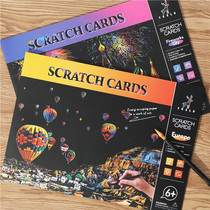 New A4 color night scene scraping DIY architectural scraping music scraping paper creative childrens handmade activities scraping painting