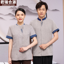 Hotel cleaning overalls womens short sleeves Chinese property hotel rooms housekeeping community cleaning aunt summer plate buckle New