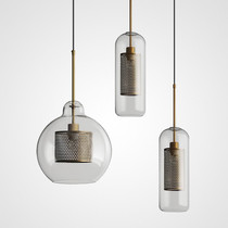 Industrial style restaurant chandelier Nordic modern minimalist Retro cafe bar Light luxury bedroom bedside glass lamps