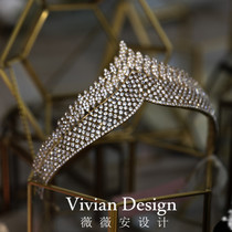 Temperament flash Diamond Queen fan Crown Bride wedding photo studio styling party birthday party tiara