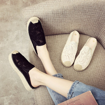 2020 Summer new half slippers female thick-soled straw fisherman shoes lace bag head muffin sandals