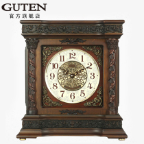 Golden Treasure American solid wood table clock Chinese luxury living room National color and heavenly fragrance Whole point time Seiko movement Quartz clock