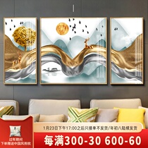 New Chinese Elk Living Room Decorative Painting Triptych Sofa Backwall Landscape Painting Modern Simple Light Luxury Mural