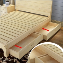 Solid wood bed 1 5 1 8m pine widened double bed 2m single bed 1 2 Eco-friendly wood adult king bed
