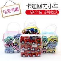 Mini back force trolley children Q version toy car small car boy baby engineering car 6 suit excavator aircraft